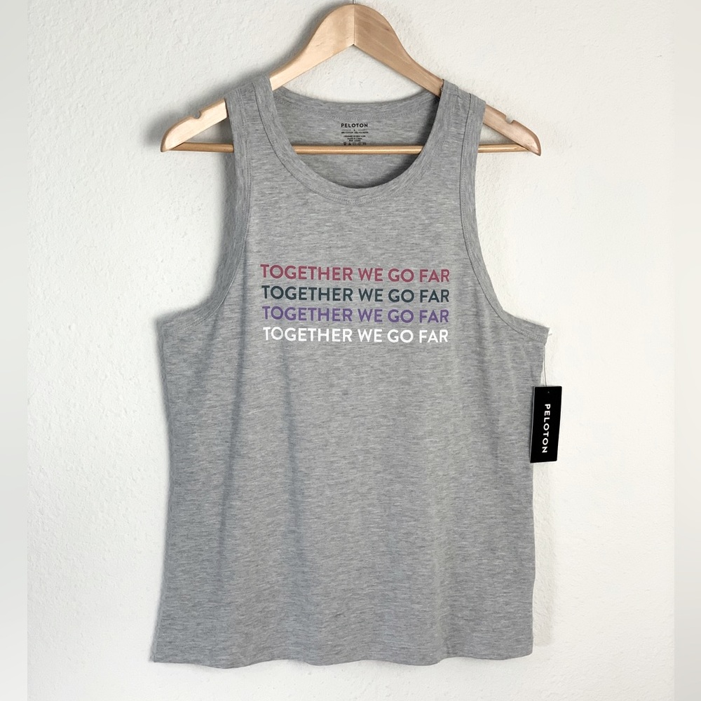 Peloton Gray “Together We Go Far” Racerback Tank Top Sz L